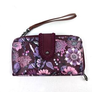 Sakroots Artist Circle Wallet Coated Canvas Butterfly Floral No Long Strap New